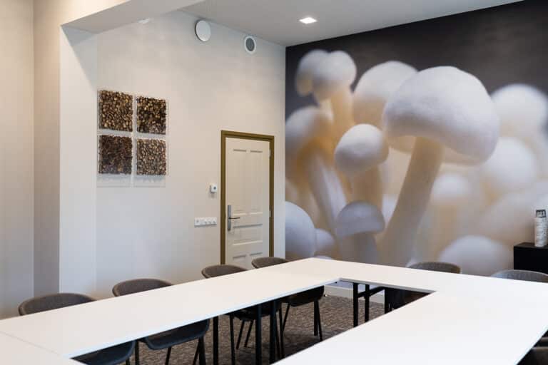 Vergaderruimte is U-vorm opstelling met stoelen rondom tafel in de Mauritskazerne